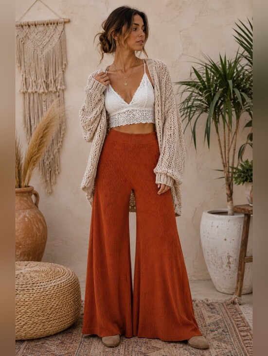 Free People Pants - 🍂✨ FREE PEOPLE Ribbed Wide Leg Knit Pants ✨🍂